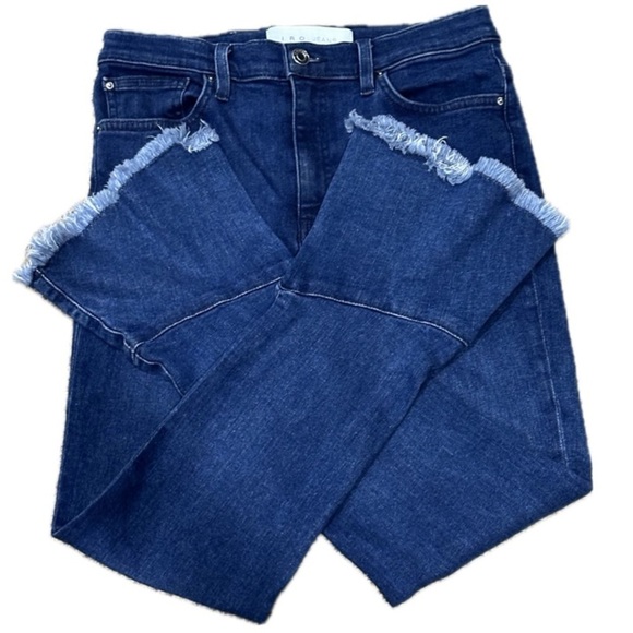ππΈ IRO Berry High-Rise Flare Crop Jeans | Sz 28 | Frayed Hem Stretch Rocker Chic - Picture 4 of 7